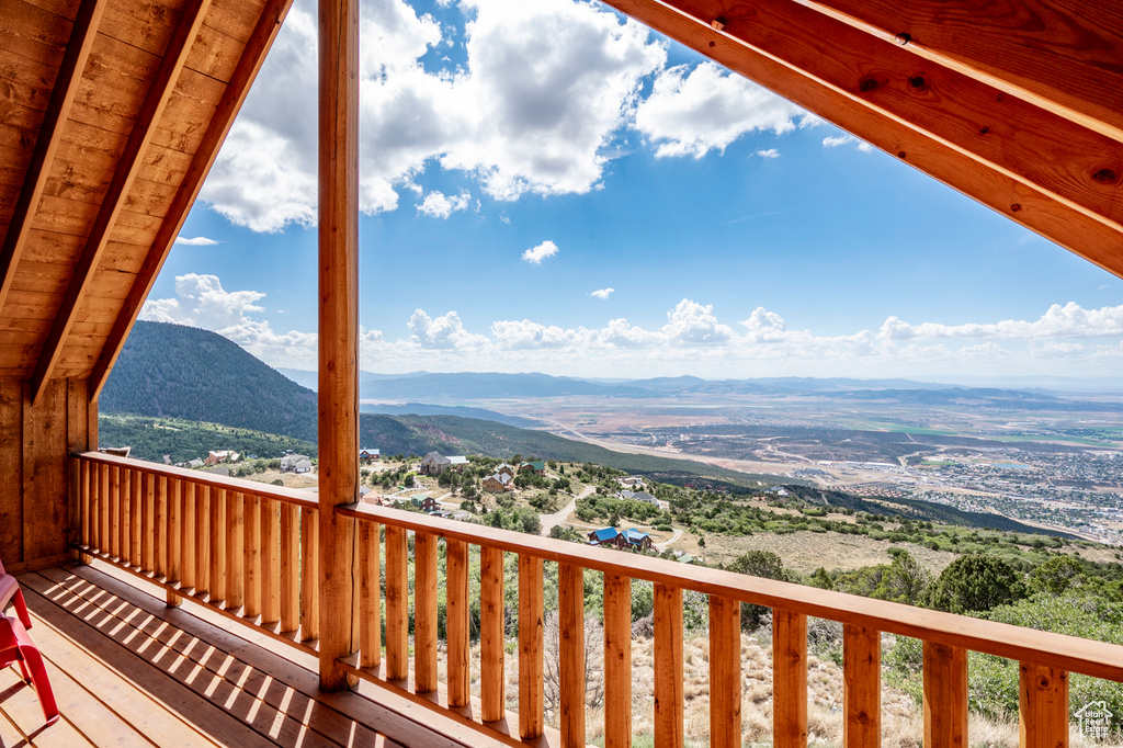 Balcony with a mountain view