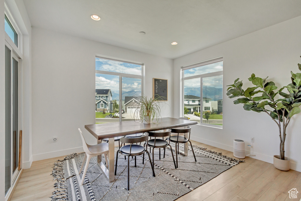 Dining area featuring light hardwood / wood-style flooring and a healthy amount of sunlight