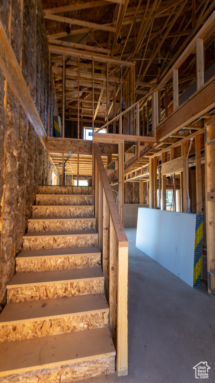 Interior space featuring a high ceiling