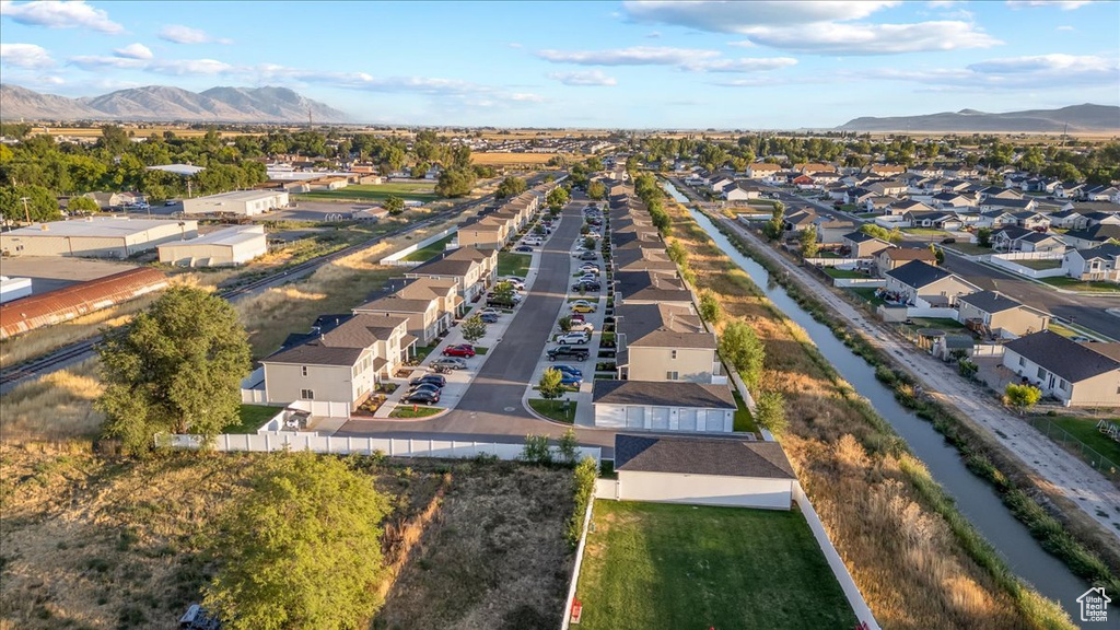 Aerial view featuring a mountain view