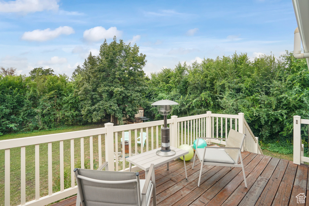 Wooden deck with a lawn