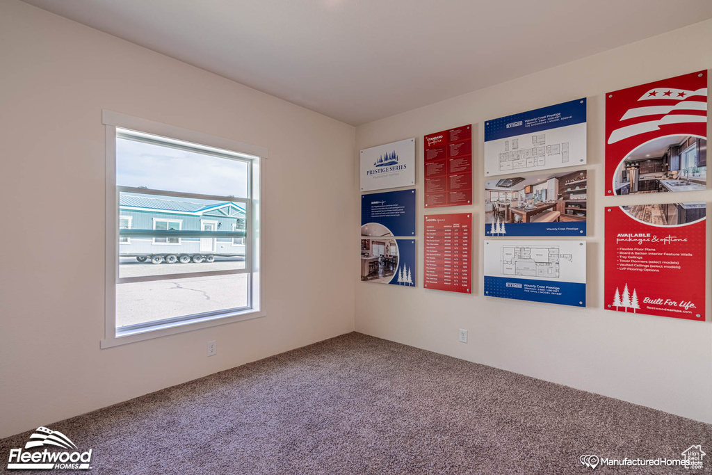 Spare room featuring carpet flooring