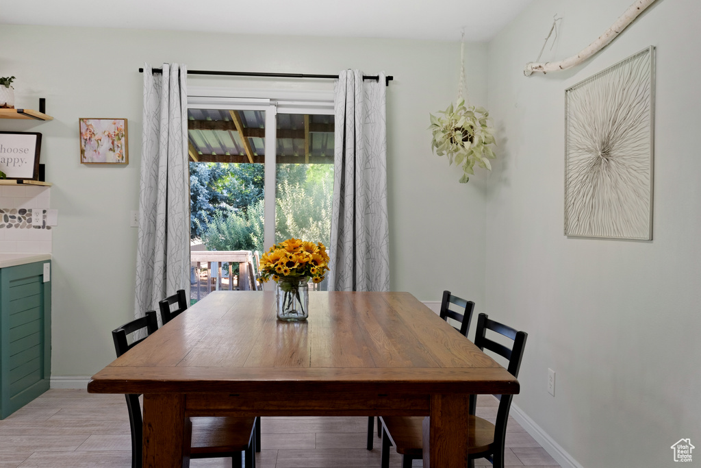 Dining area featuring light hardwood / wood-style floors