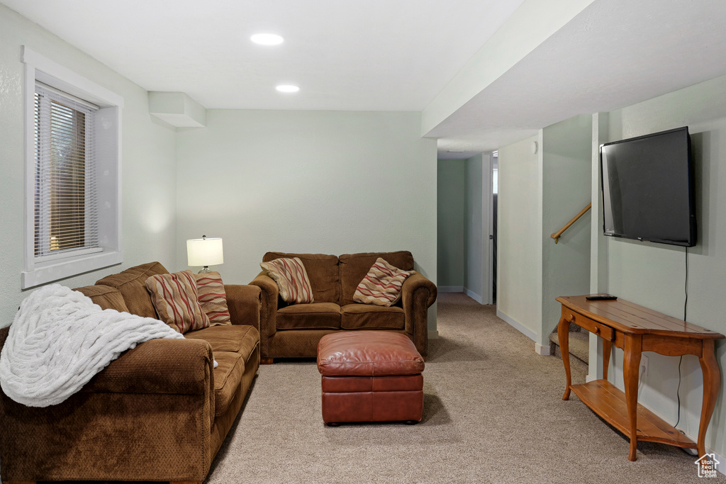 Living room with carpet flooring