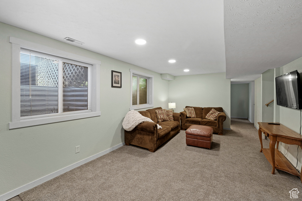 Living room with carpet flooring