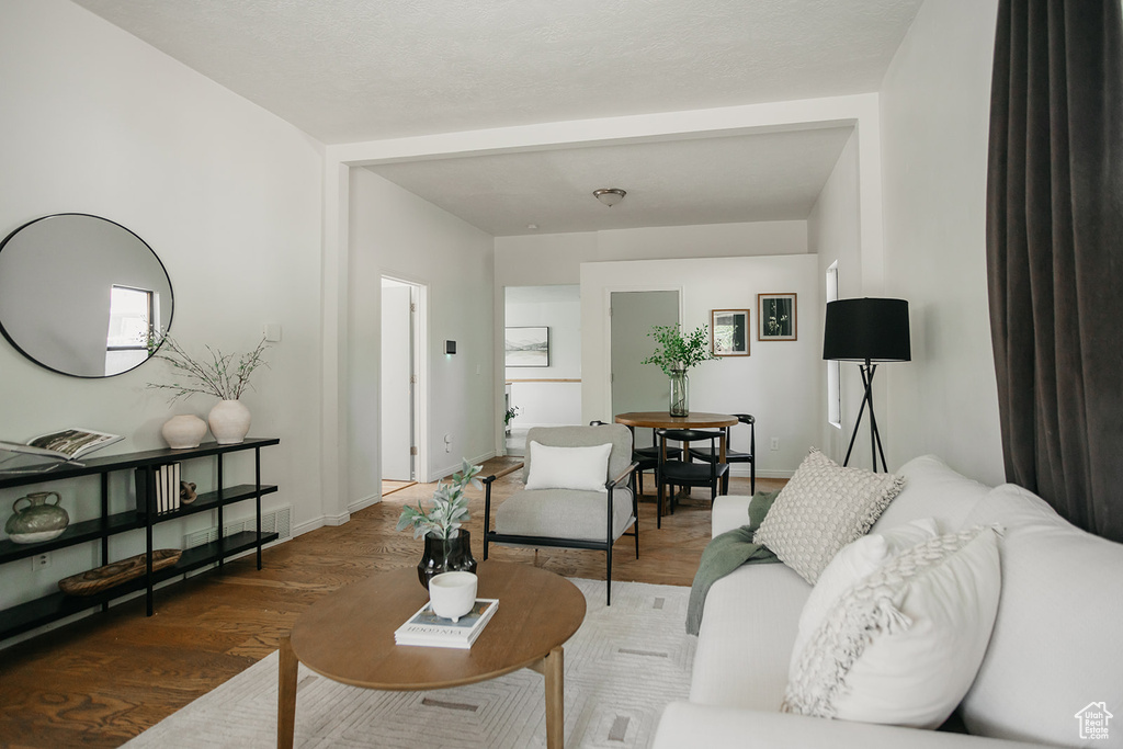 Living room featuring wood-type flooring