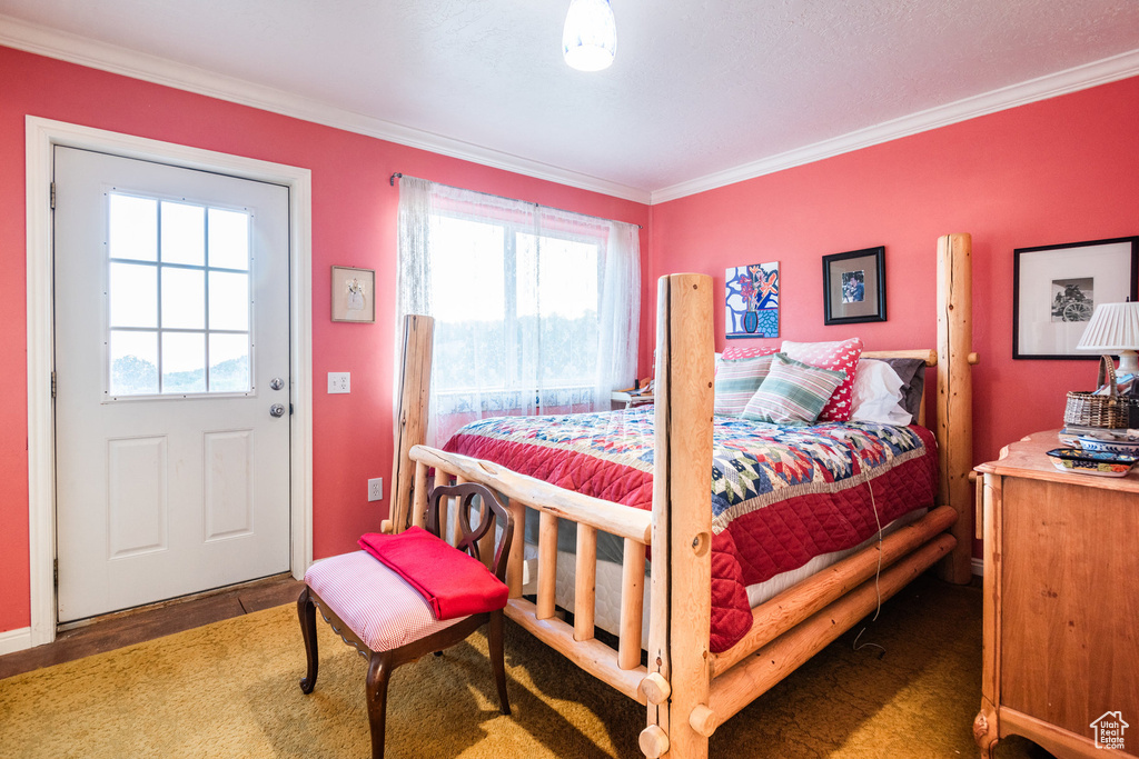 Bedroom with ornamental molding