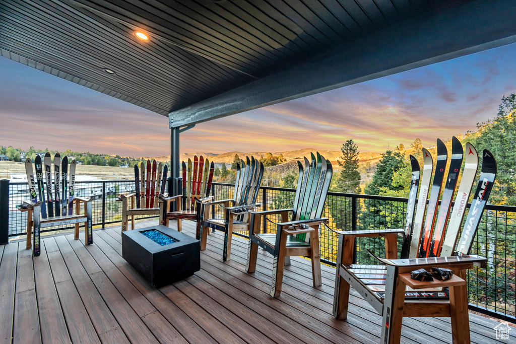 View of deck at dusk