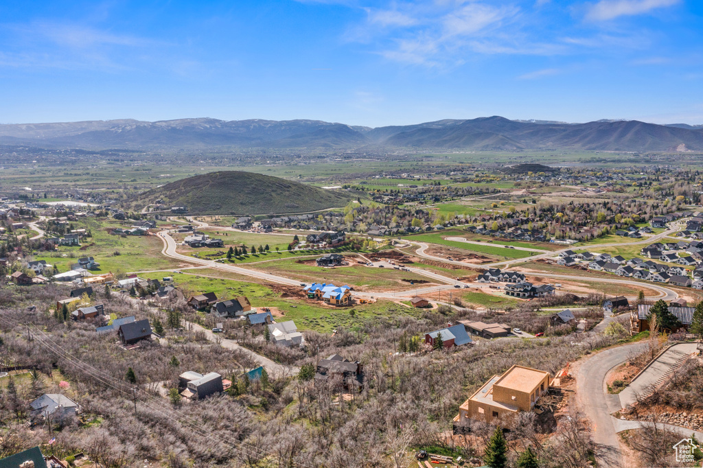 Aerial view with a mountain view