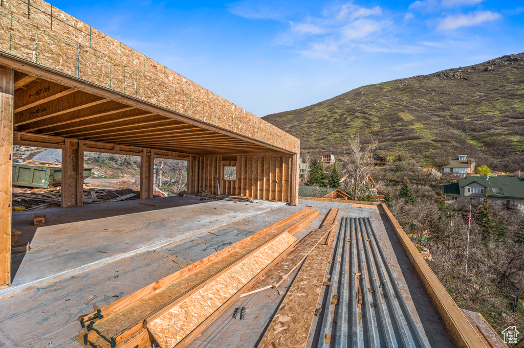 Deck featuring a mountain view