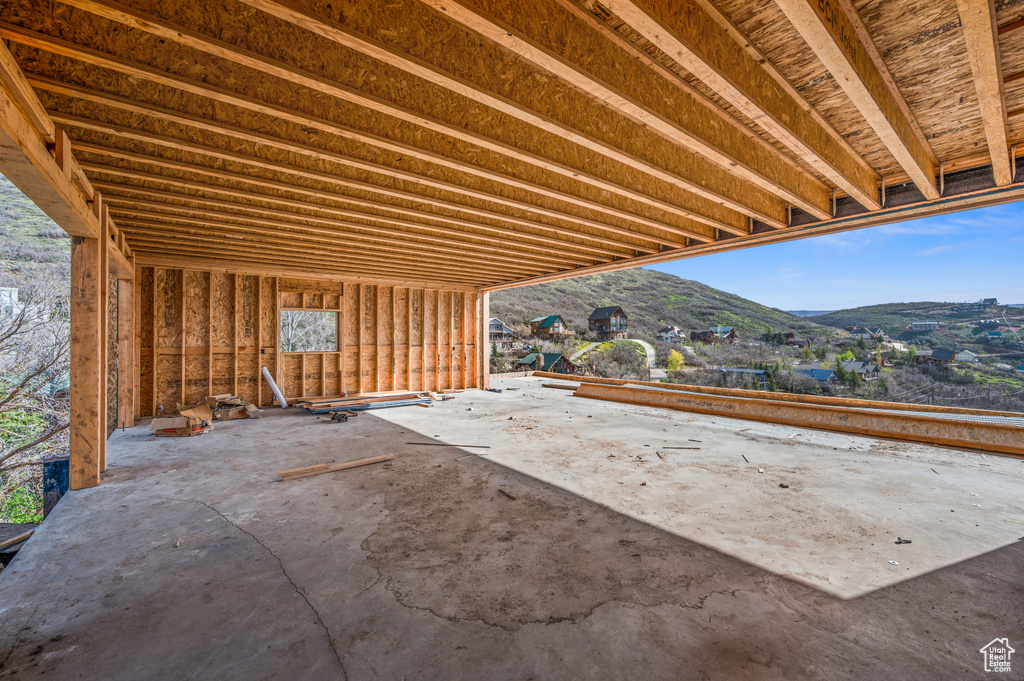 View of patio / terrace with a mountain view