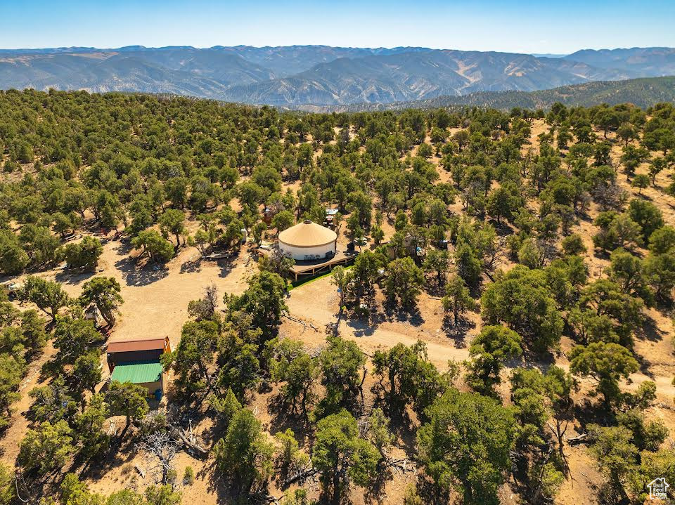 Drone / aerial view with a mountain view