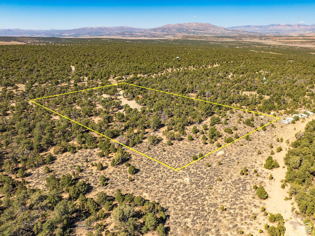 Aerial view featuring a mountain view