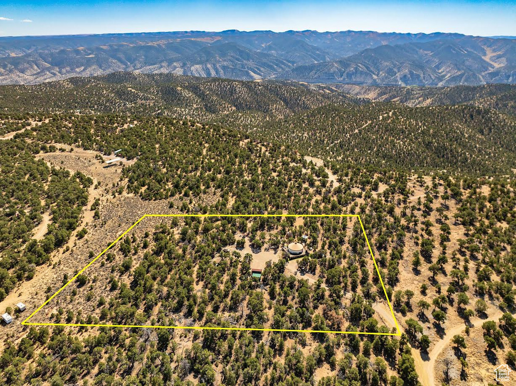 Aerial view featuring a mountain view