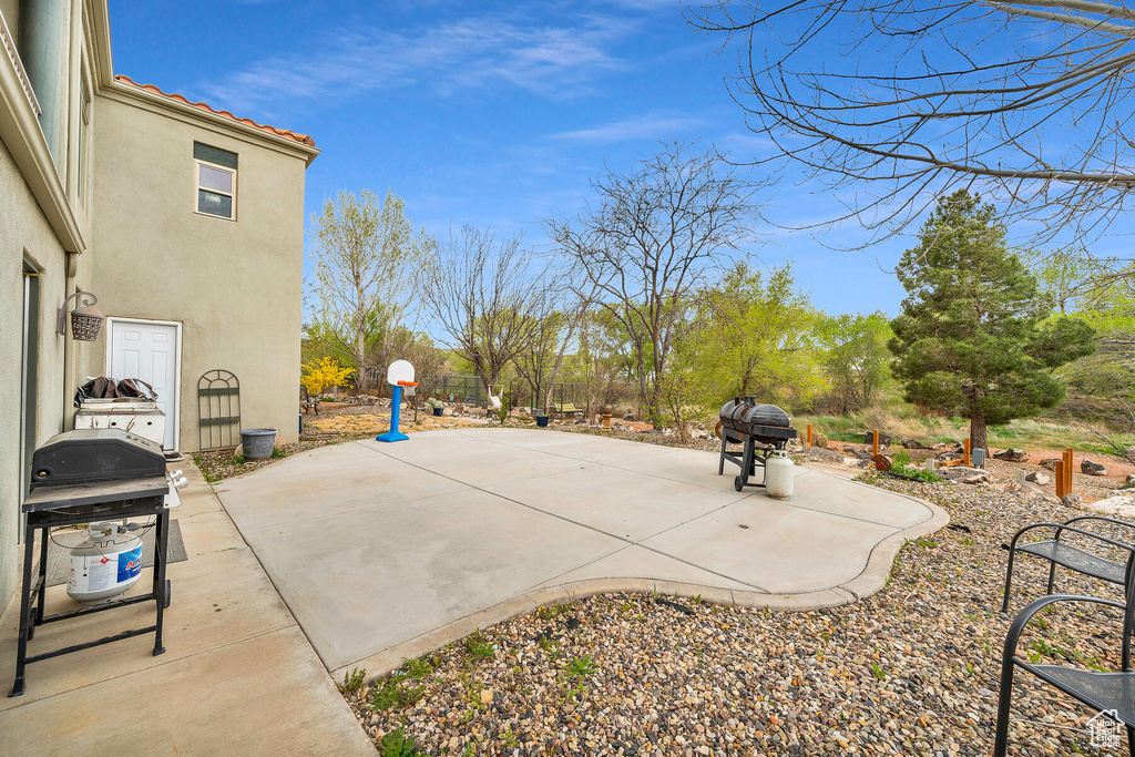 Exterior space featuring area for grilling