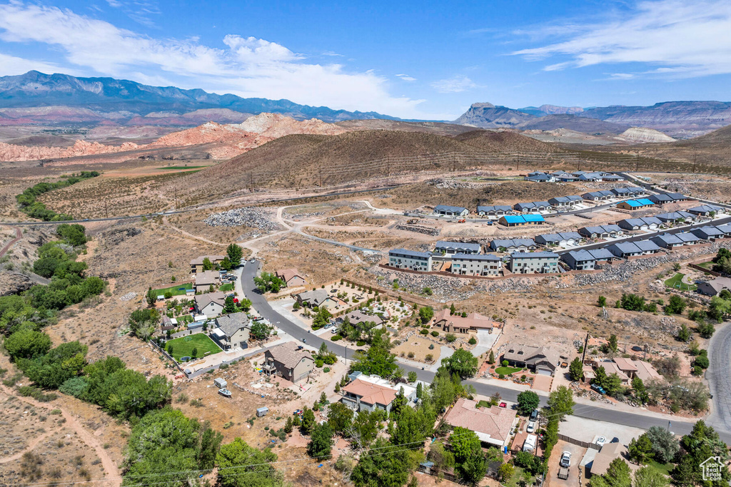 Drone / aerial view with a mountain view