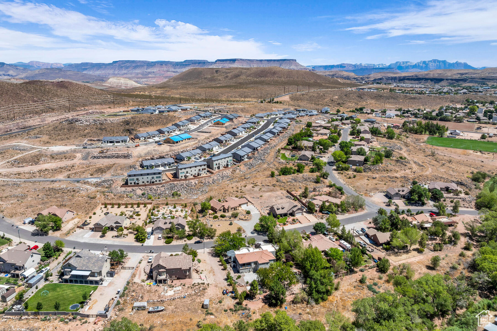 Bird's eye view featuring a mountain view