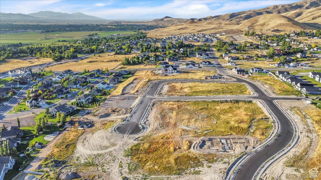 Aerial view featuring a mountain view