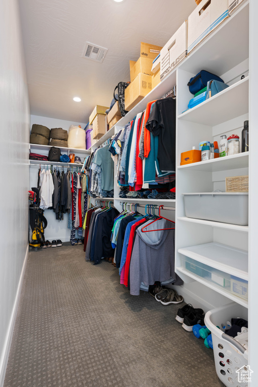 Walk in closet featuring carpet flooring