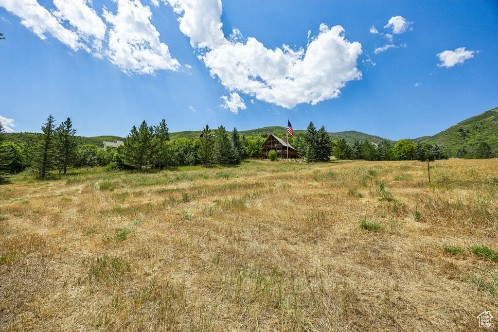 View of yard with a rural view and a mountain view