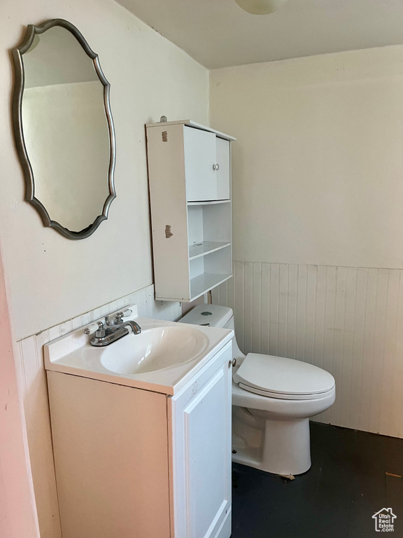 Bathroom with vanity and toilet