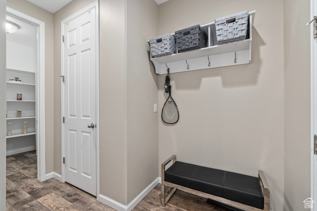 Mudroom featuring hardwood / wood-style flooring