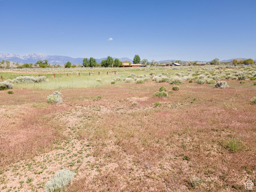 View of yard with a rural view and a mountain view