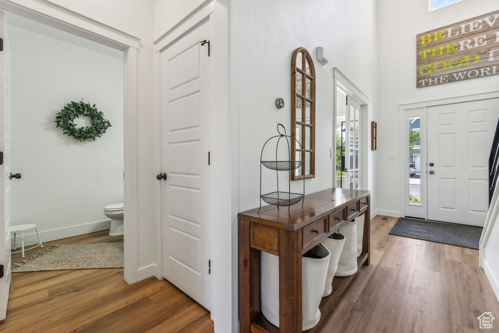 Entryway featuring hardwood / wood-style floors