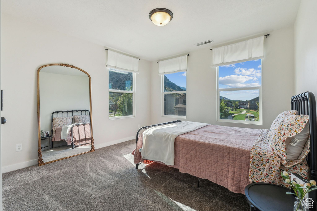 Bedroom with carpet flooring