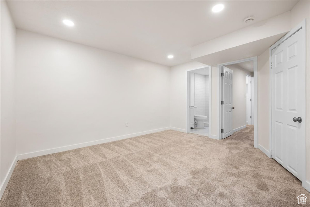 Interior space with light colored carpet