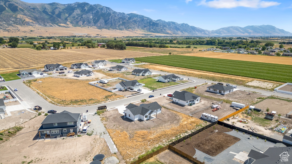 Birds eye view of property featuring a rural view and a mountain view