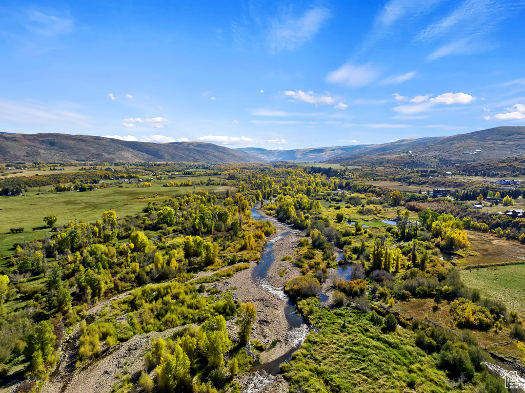 Birds eye view of property featuring a mountain view