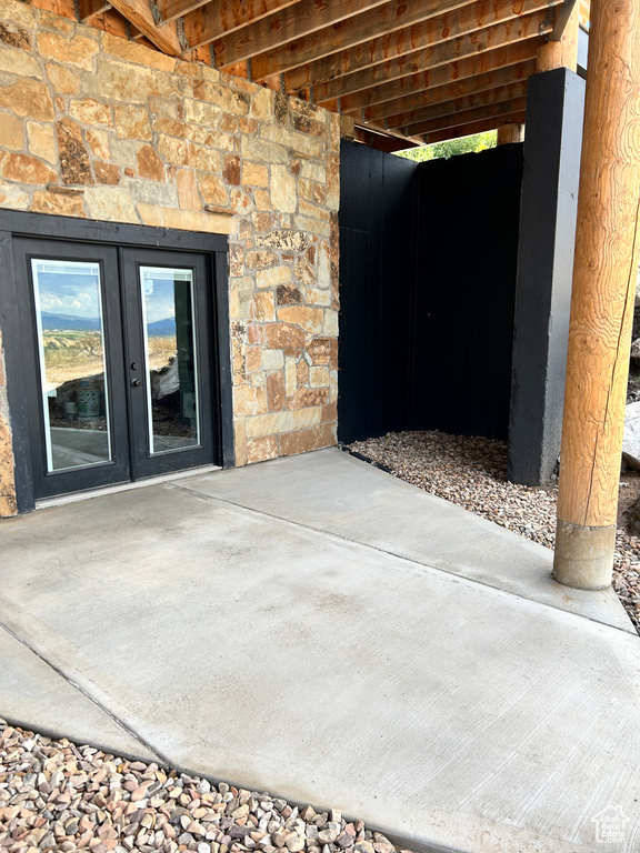 View of patio featuring french doors