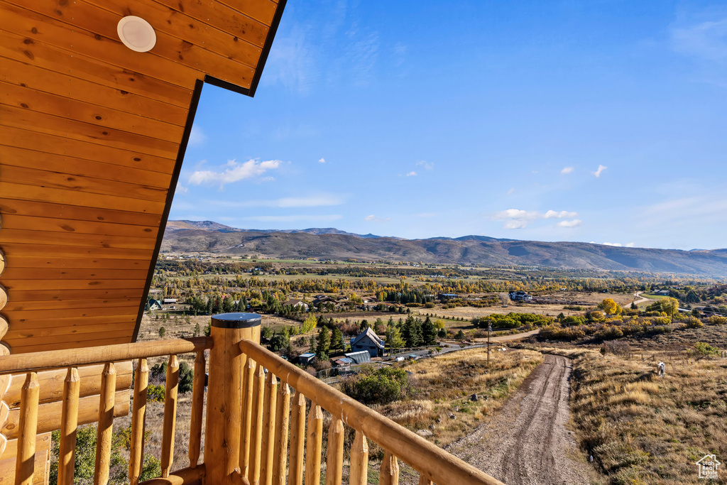 Balcony with a mountain view