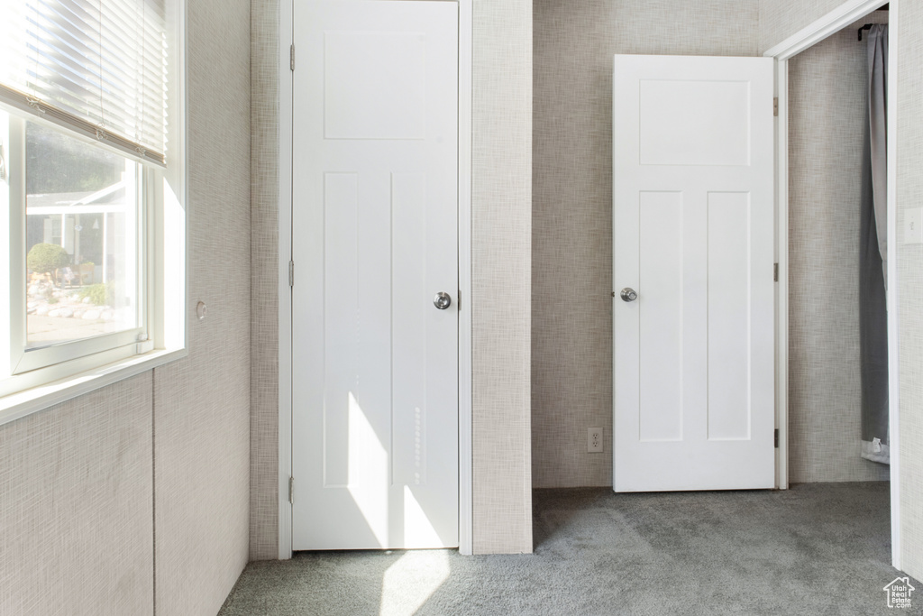 Interior space with light carpet