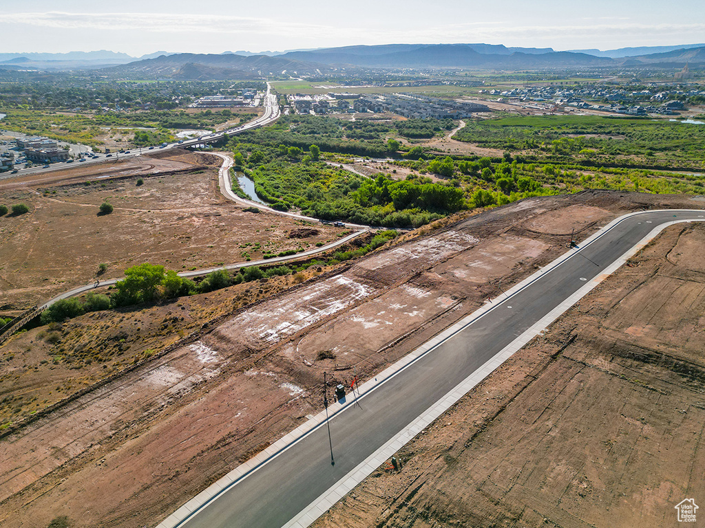 Bird's eye view with a mountain view