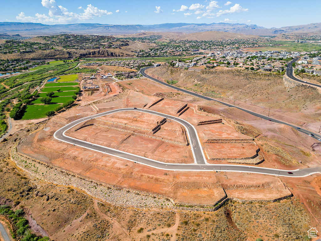 Drone / aerial view with a mountain view