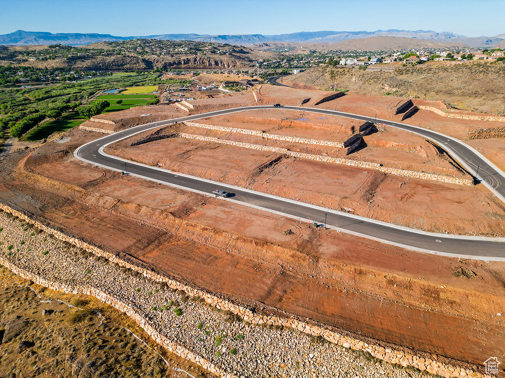 Drone / aerial view with a mountain view