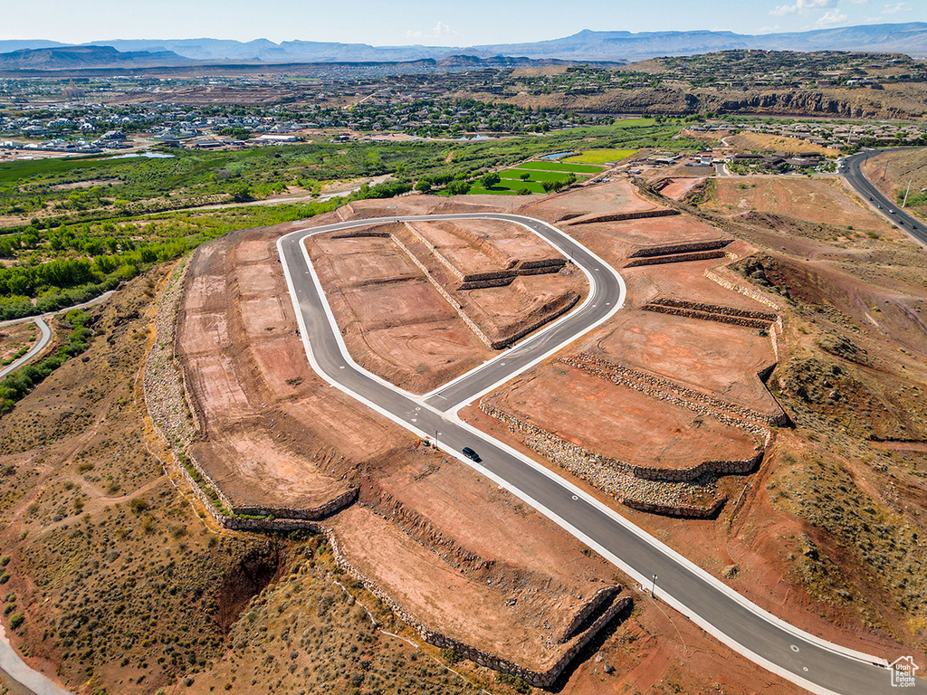 Drone / aerial view with a mountain view