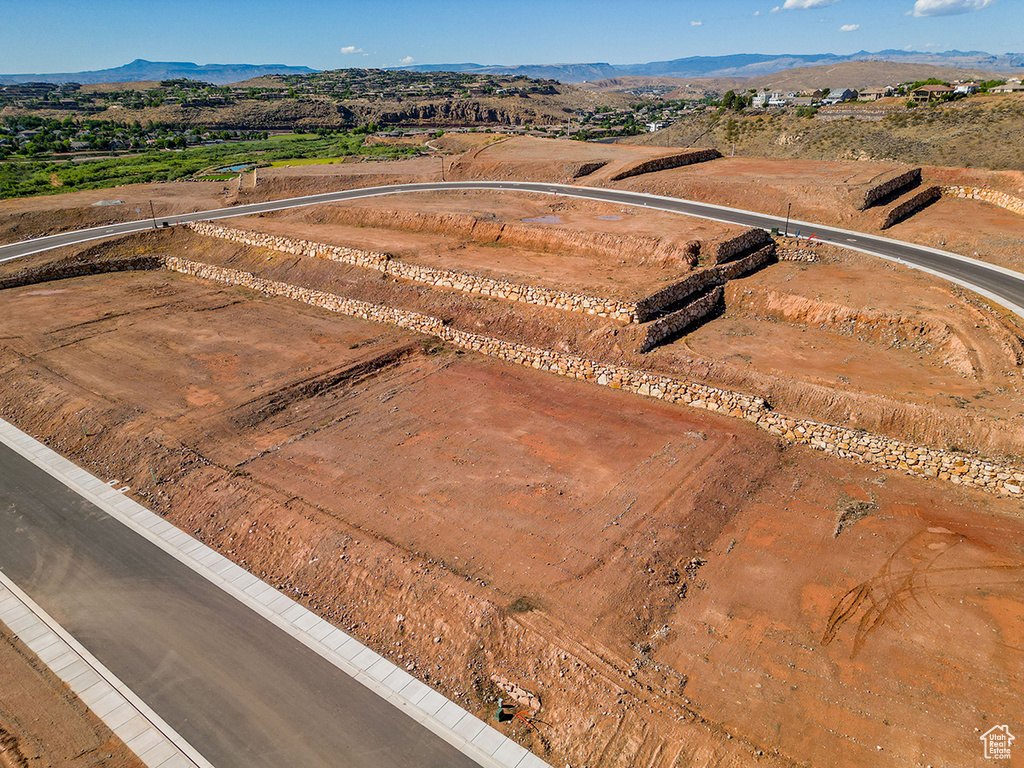 Aerial view featuring a mountain view