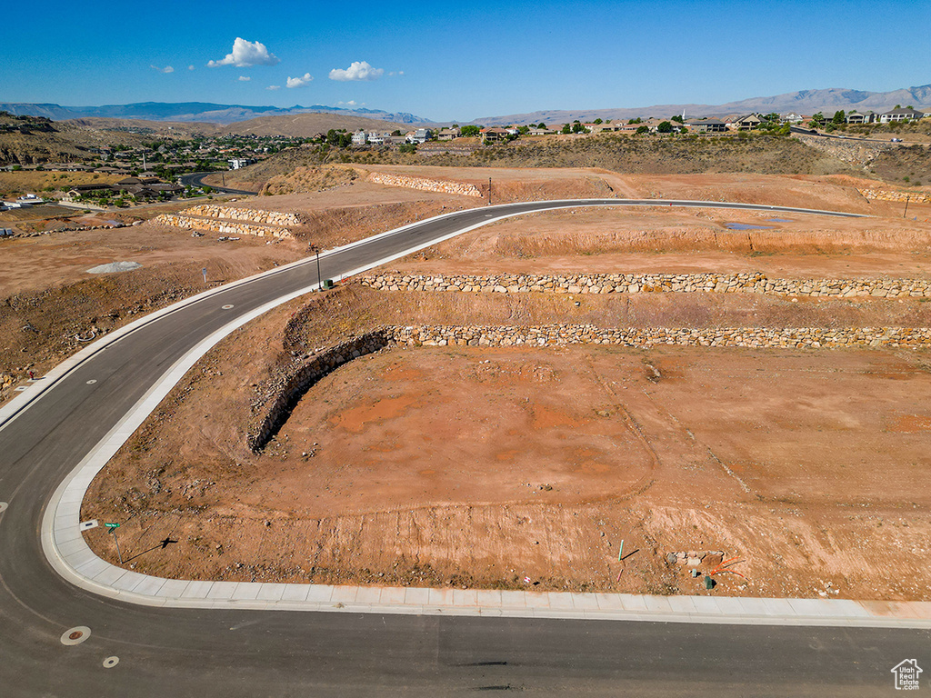 Drone / aerial view with a mountain view