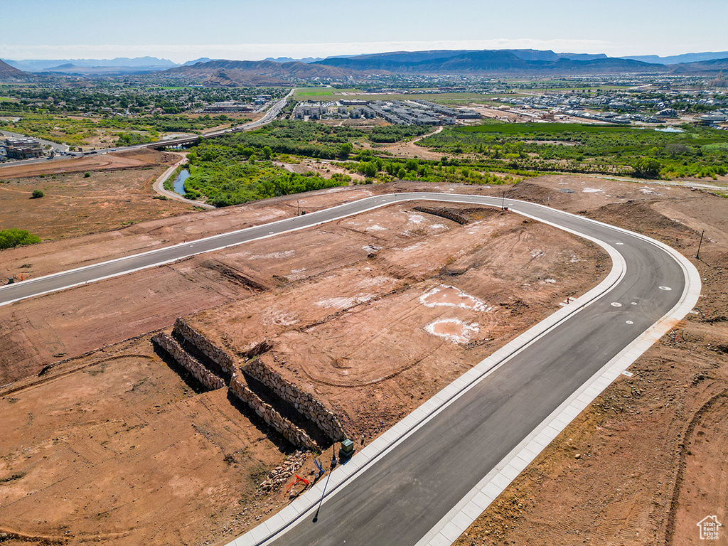 Drone / aerial view with a mountain view