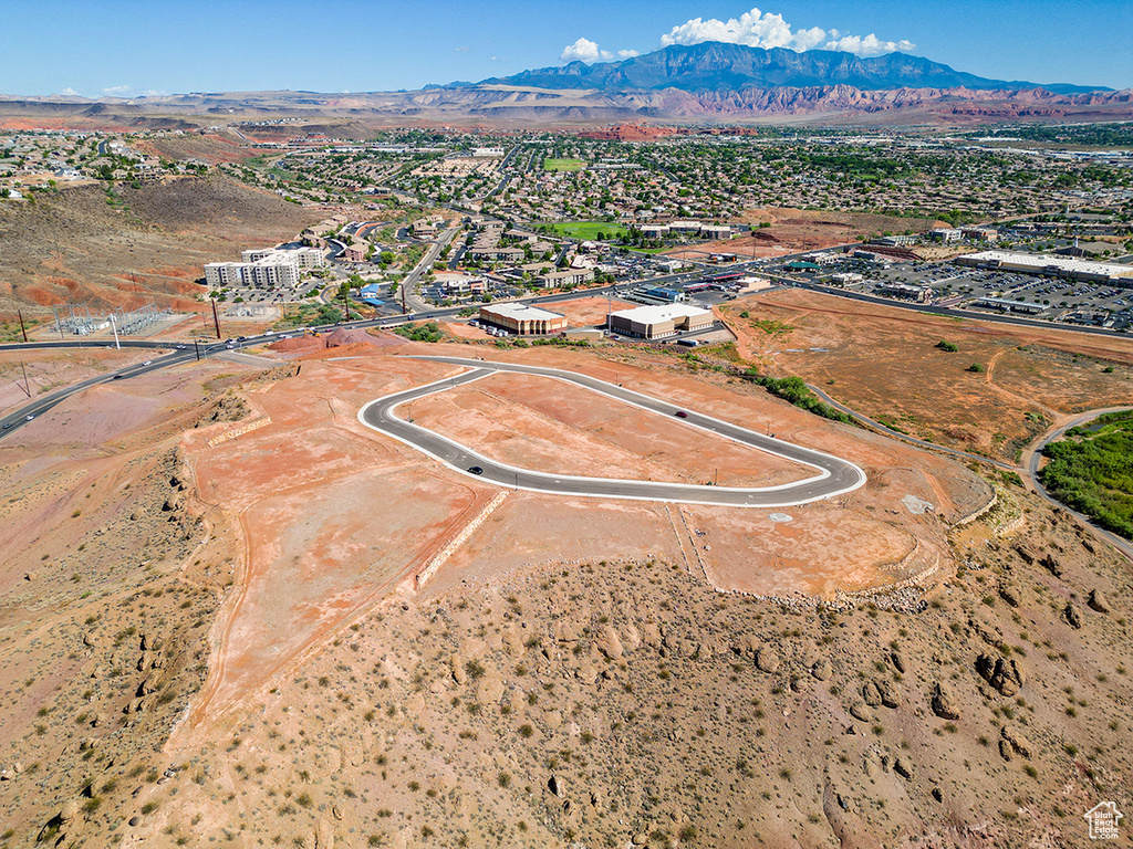 Aerial view featuring a mountain view