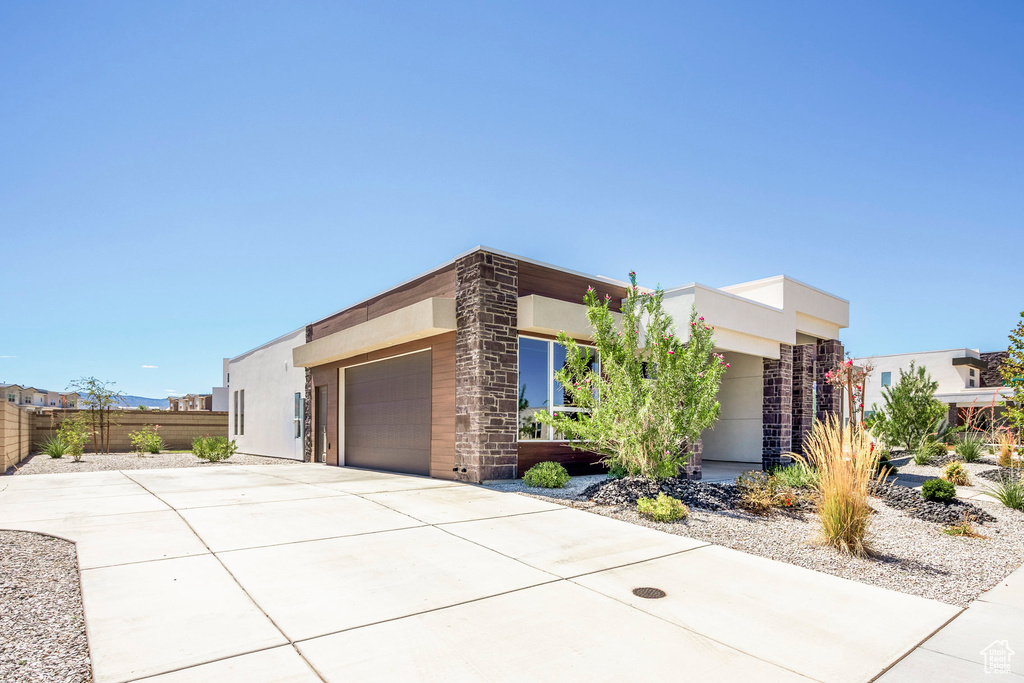 Modern home with a garage