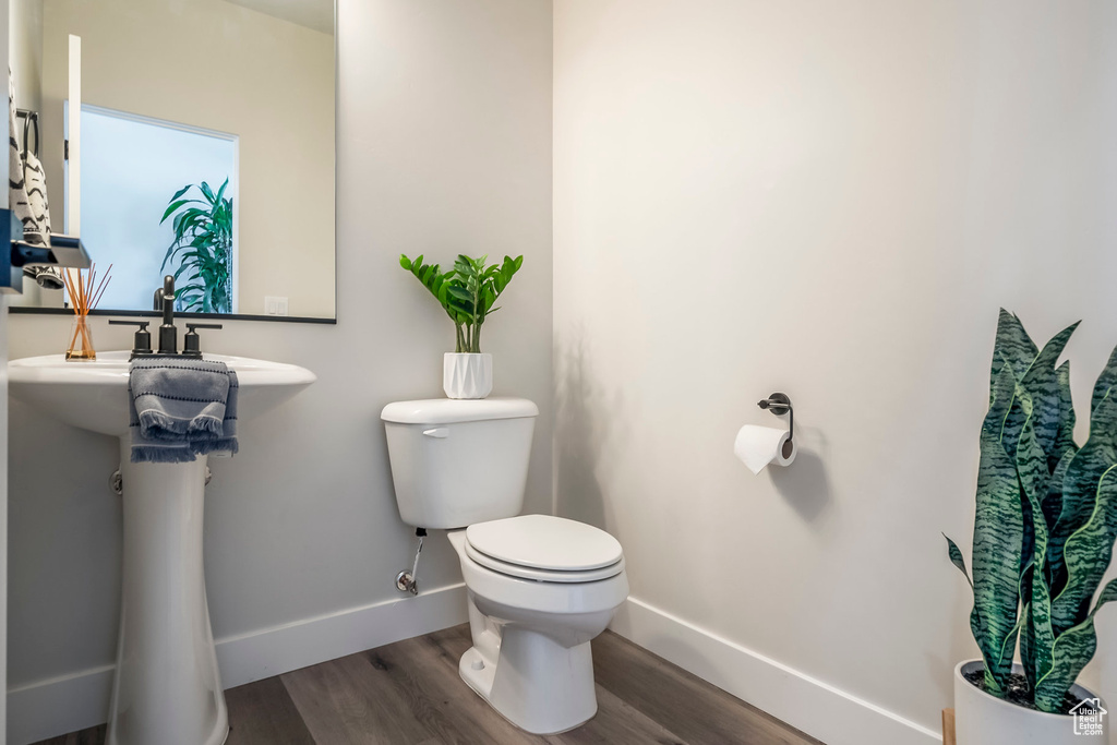 Bathroom featuring toilet and hardwood / wood-style floors