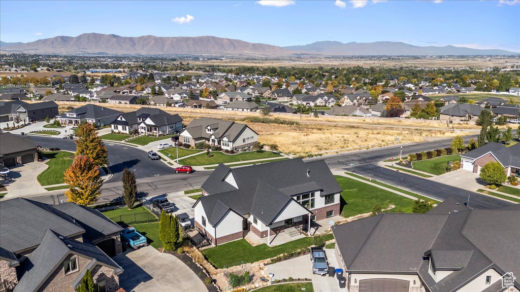 Aerial view featuring a mountain view