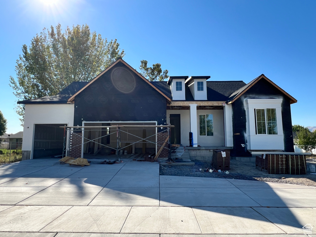 View of front of home with a garage