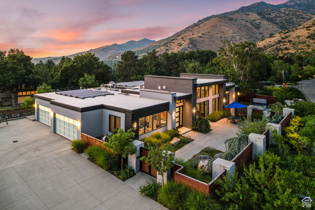 Exterior space featuring a mountain view