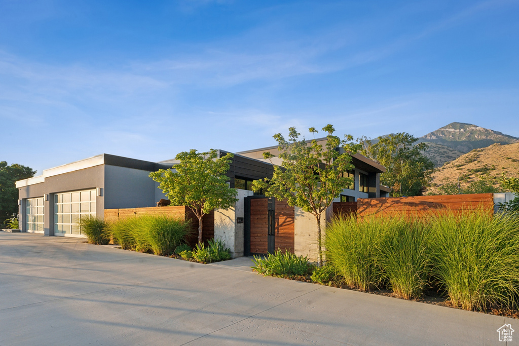 Contemporary home with a mountain view