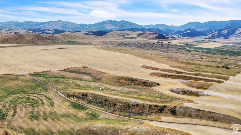 Drone / aerial view with a mountain view